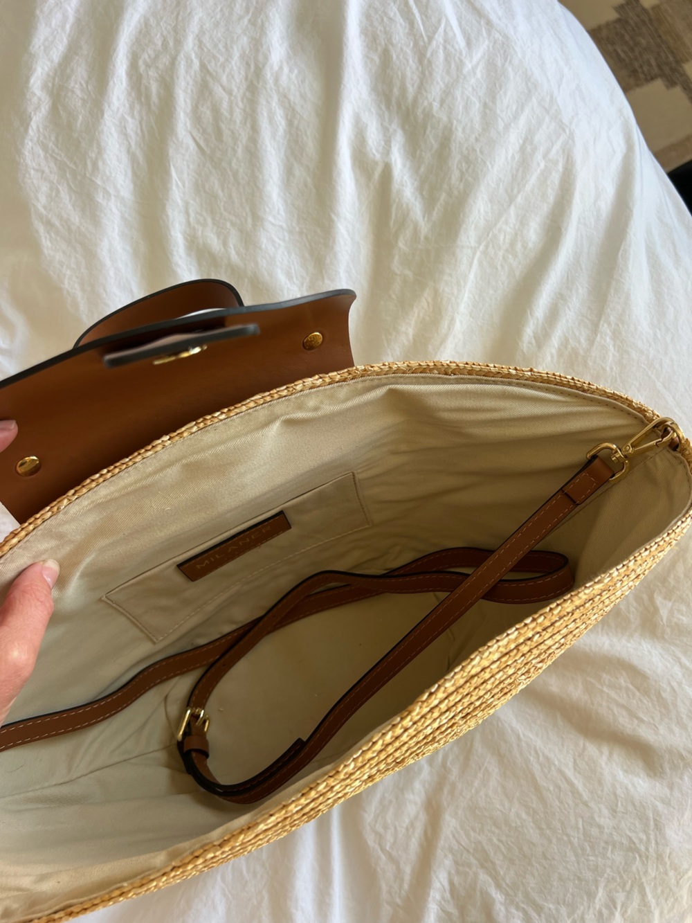 Milaner Woven Straw Tote with Leather Trim - Picture 5 of 7